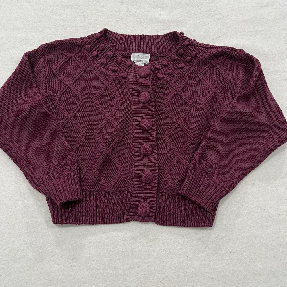 Firo Vintage 90s Chunky Textured Knit Button Front Cardigan Purple Cropped - Picture 2 of 13